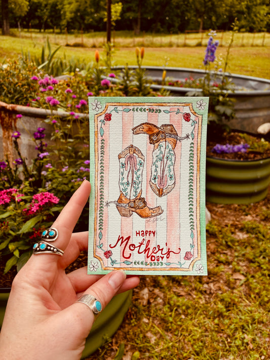 Boots Handpainted Mother’s Day Card