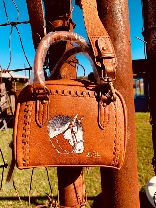 One of a Kind Handpainted Cowhorse Purse