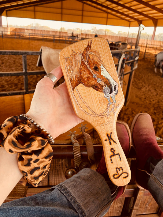 Rocky Handpainted Wooden Hairbrush