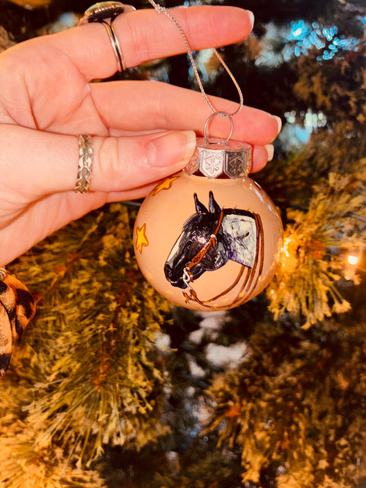 Blue Xmas Small HANDPAINTED Ornament