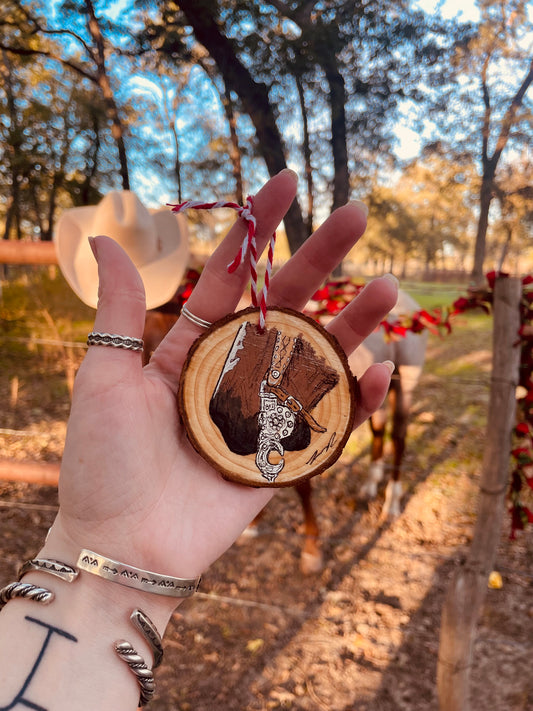 Mistletoe Hanpainted Wood Ornament