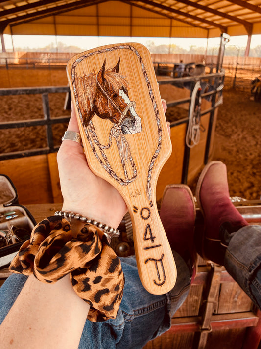 Gil Handpainted Wooden Hairbrush