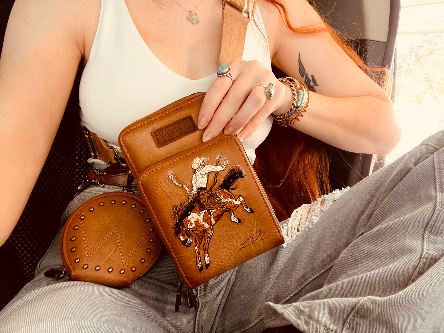 Broncin’ HANDPAINTED Wrangler Crossbody