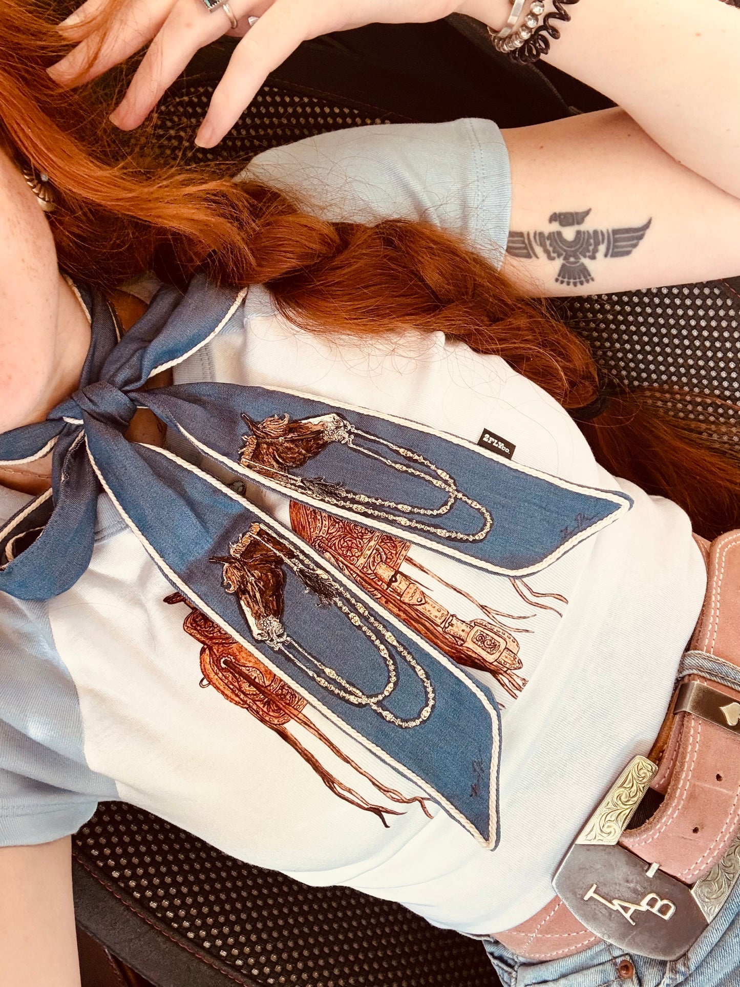 Belle Denim HANDPAINTED Twilly