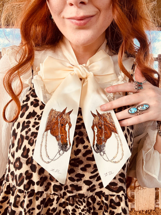 Laura White HANDPAINTED Hairbow