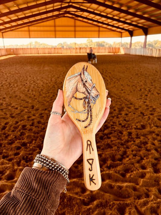 Jane Handpainted Wooden Hairbrush