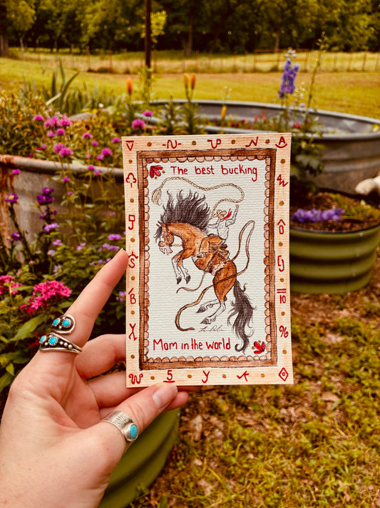 Best Bucking Mom Handpainted Mother’s Day Card