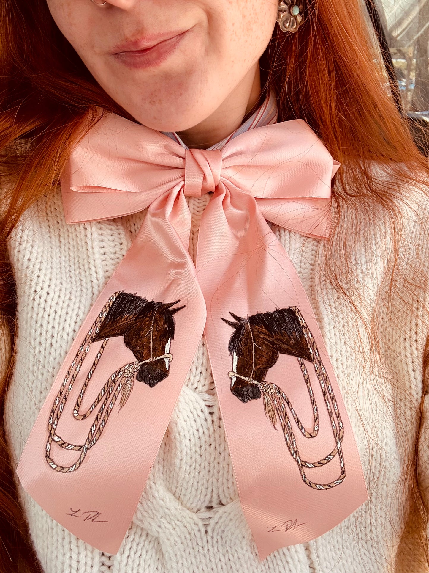 Phoebe Pink HANDPAINTED Hairbow