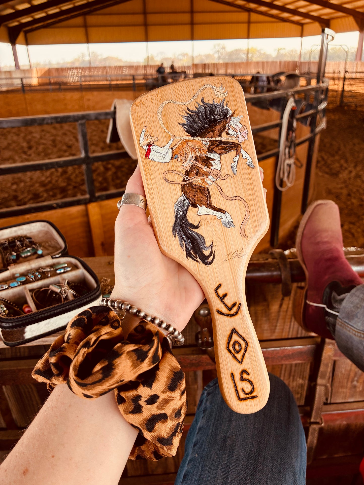 Dallas Handpainted Wooden Hairbrush