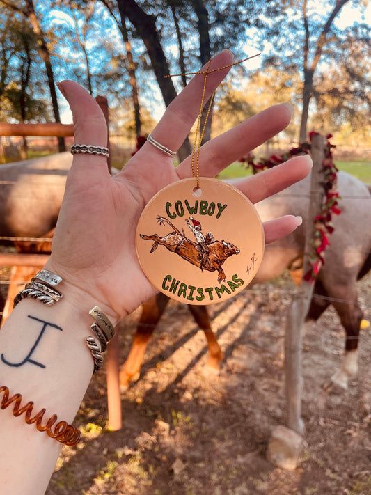 Santa Rides 90 Hanpainted Ornament