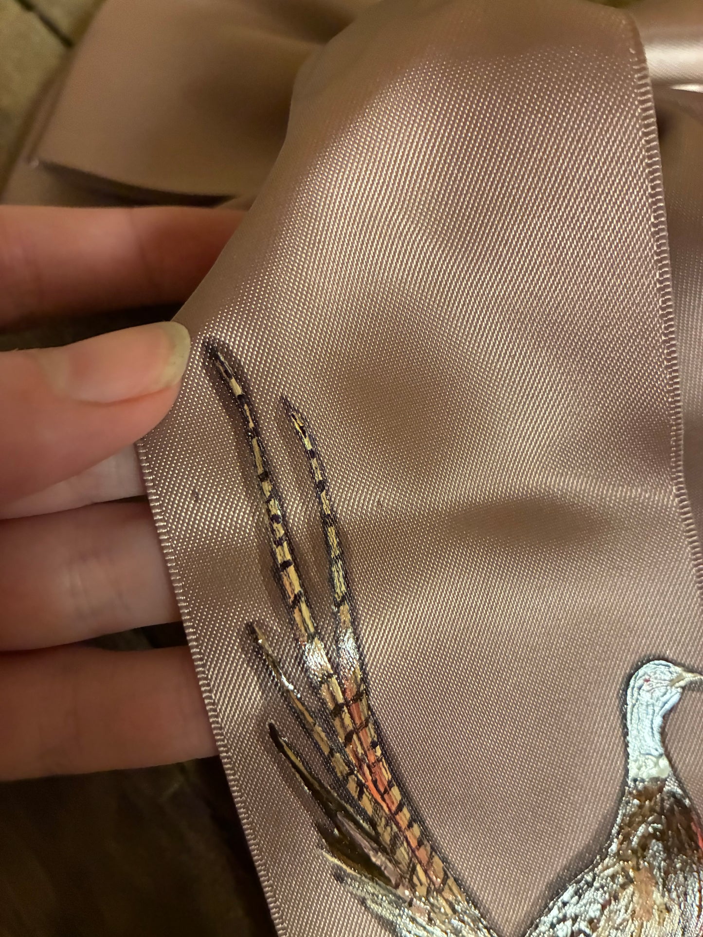 Pheasant Mauve HANDPAINTED Hairbow