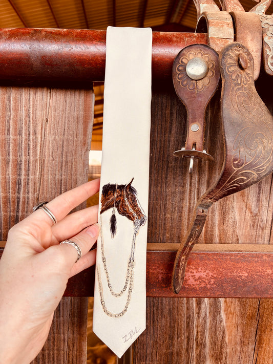 Newt Skinny White Handpainted Necktie