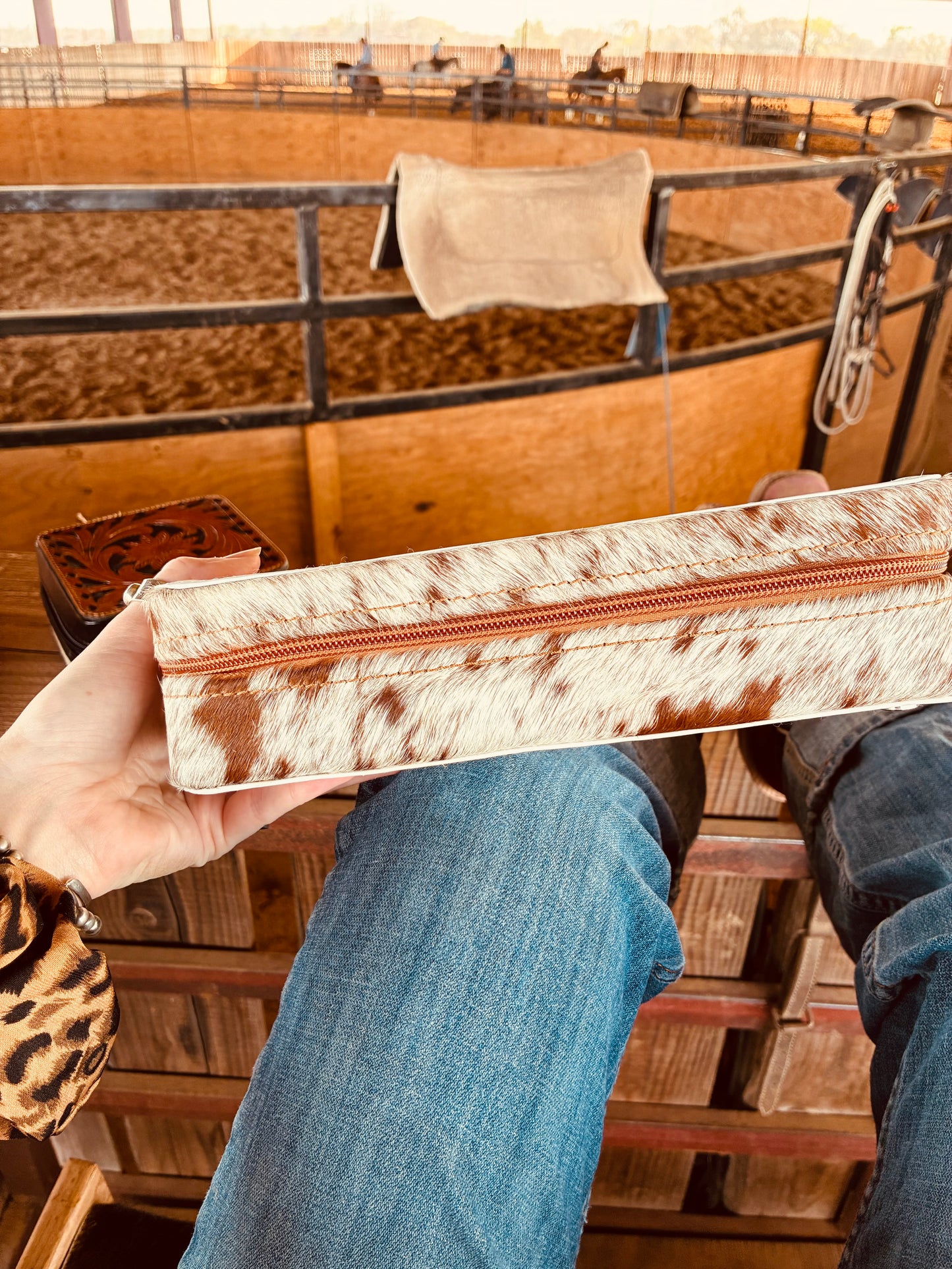 Roans and Butterflies Handpainted Cowhide Case