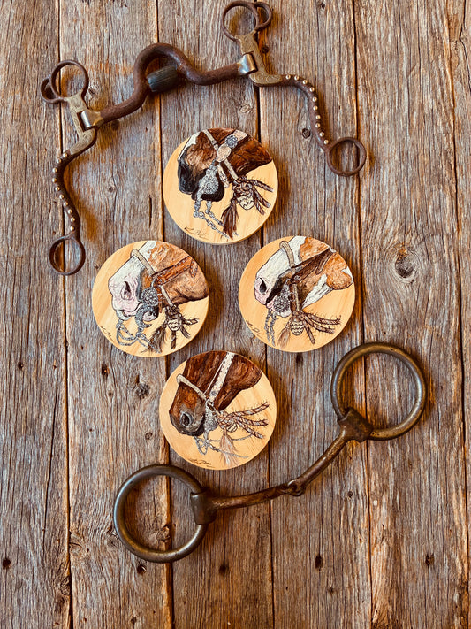 Up Close Round Wooden Coasters