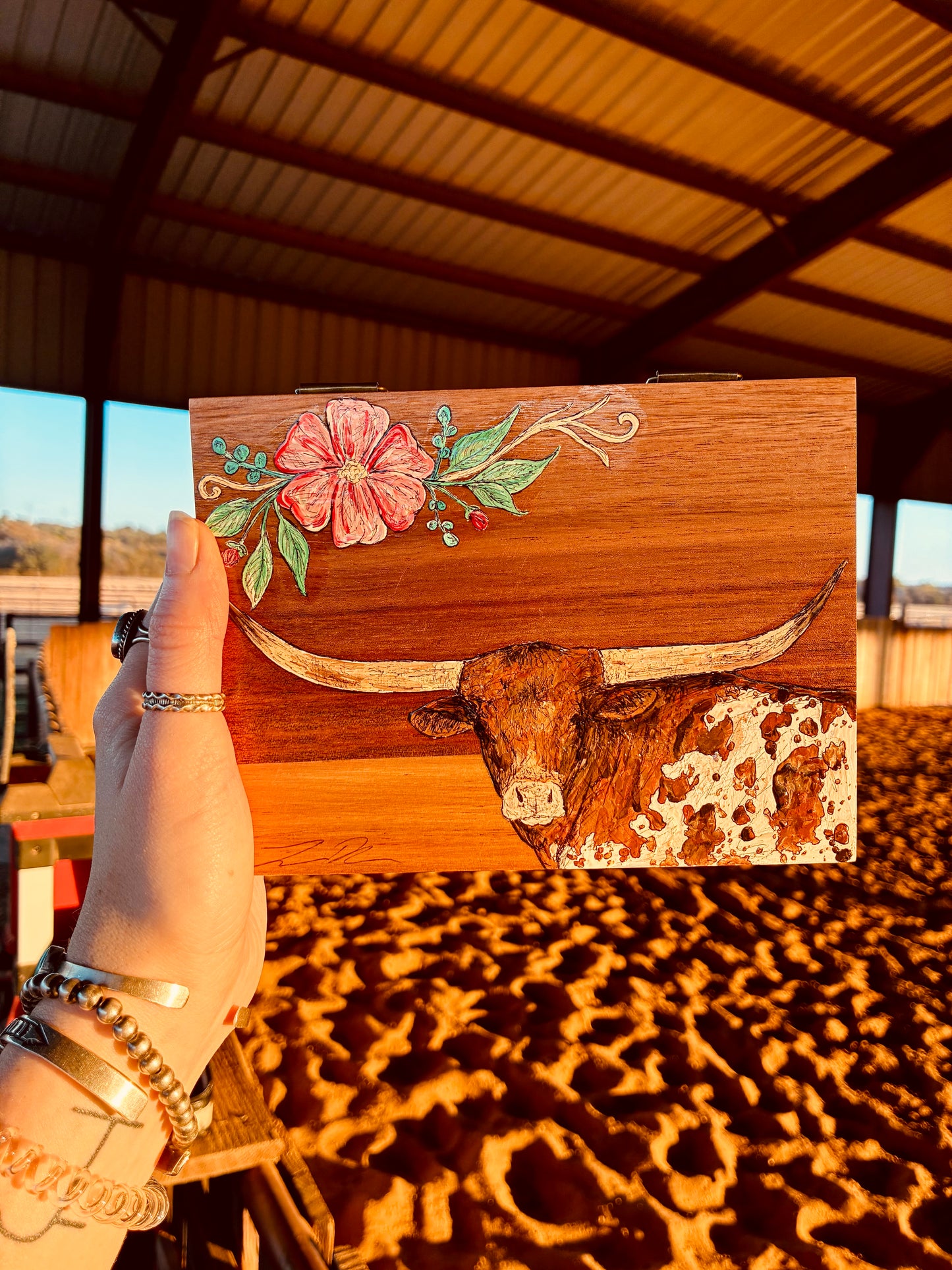 Longhorn Handpainted Keepsake Box