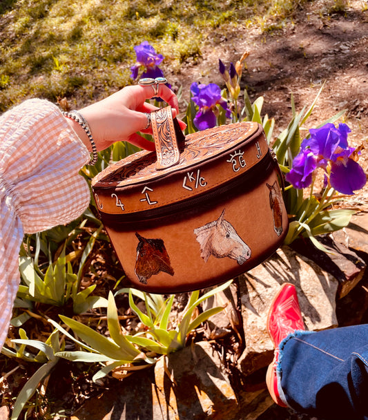 Lenora Handpainted Genuine Leather Jewelry Case