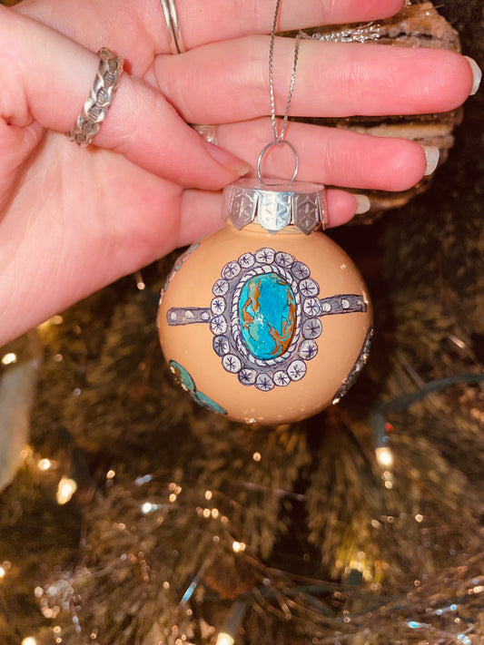 Turquoise Loverrr HANDPAINTED Ornament