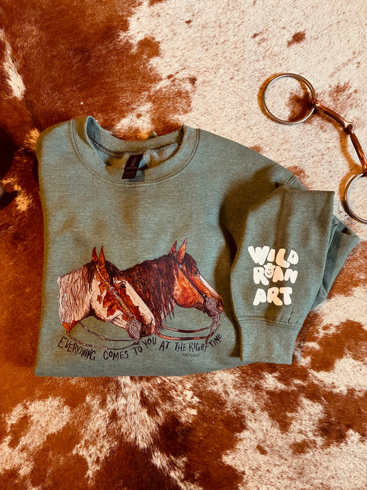 Right Now Green Crewneck