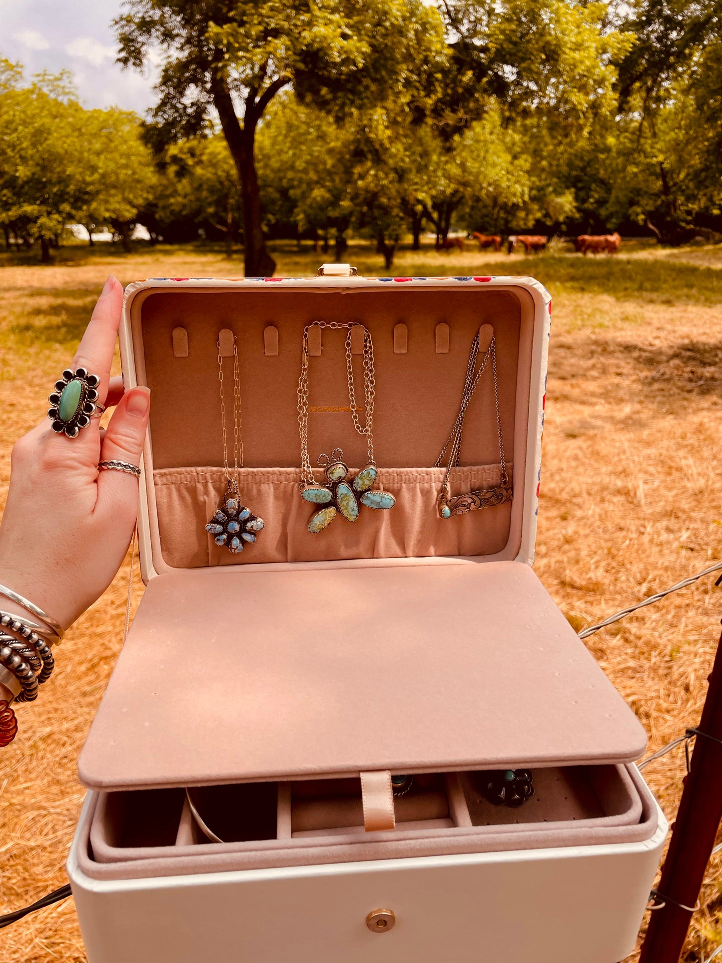 Wild West White XL Handpainted Jewelry Box