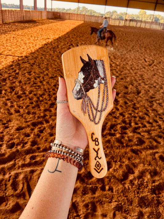 Stevie Handpainted Wooden Hairbrush