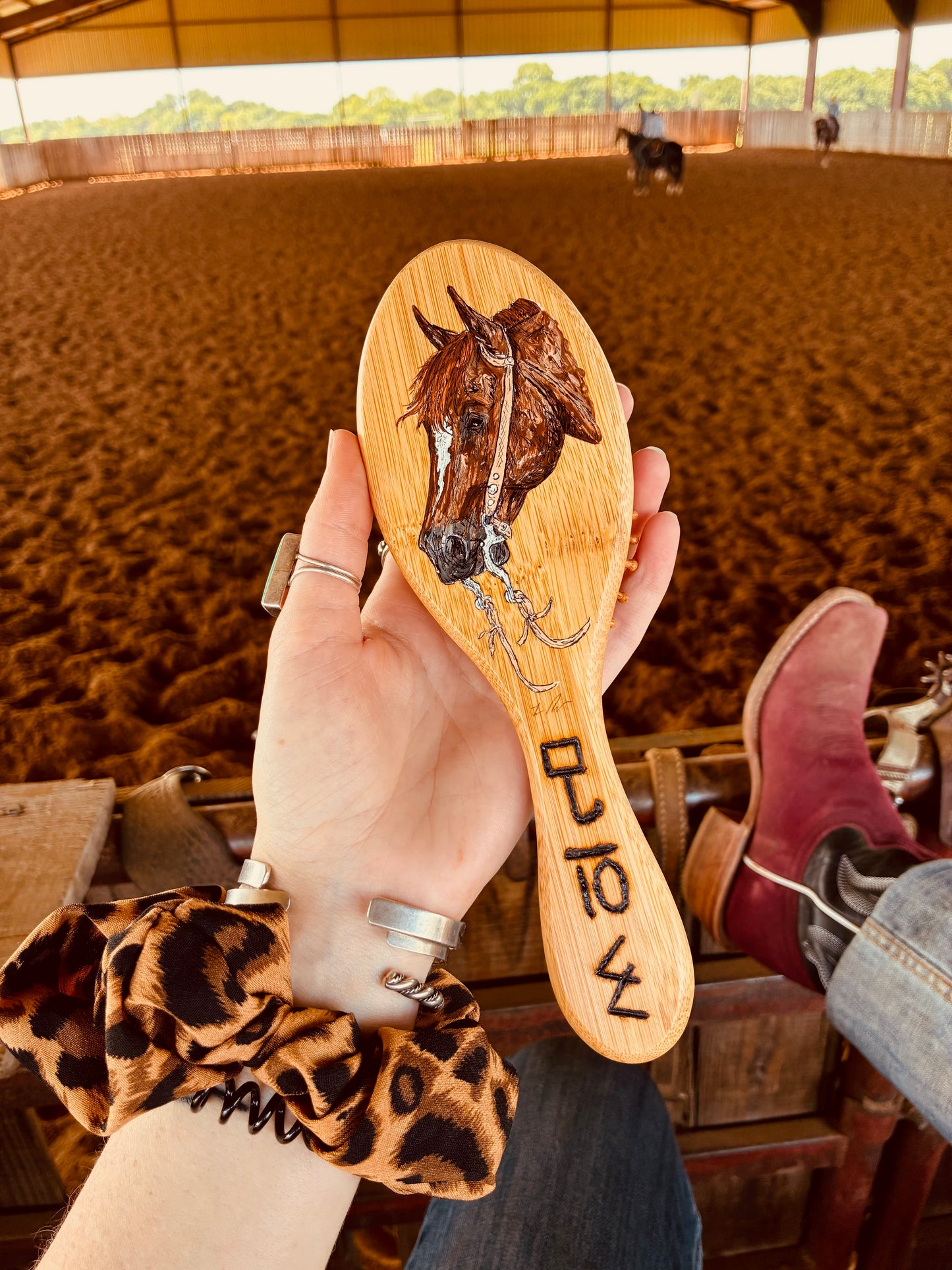 Clara Handpainted Wooden Hairbrush