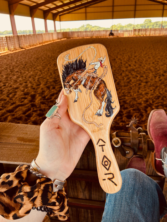 Clyde Handpainted Wooden Hairbrush