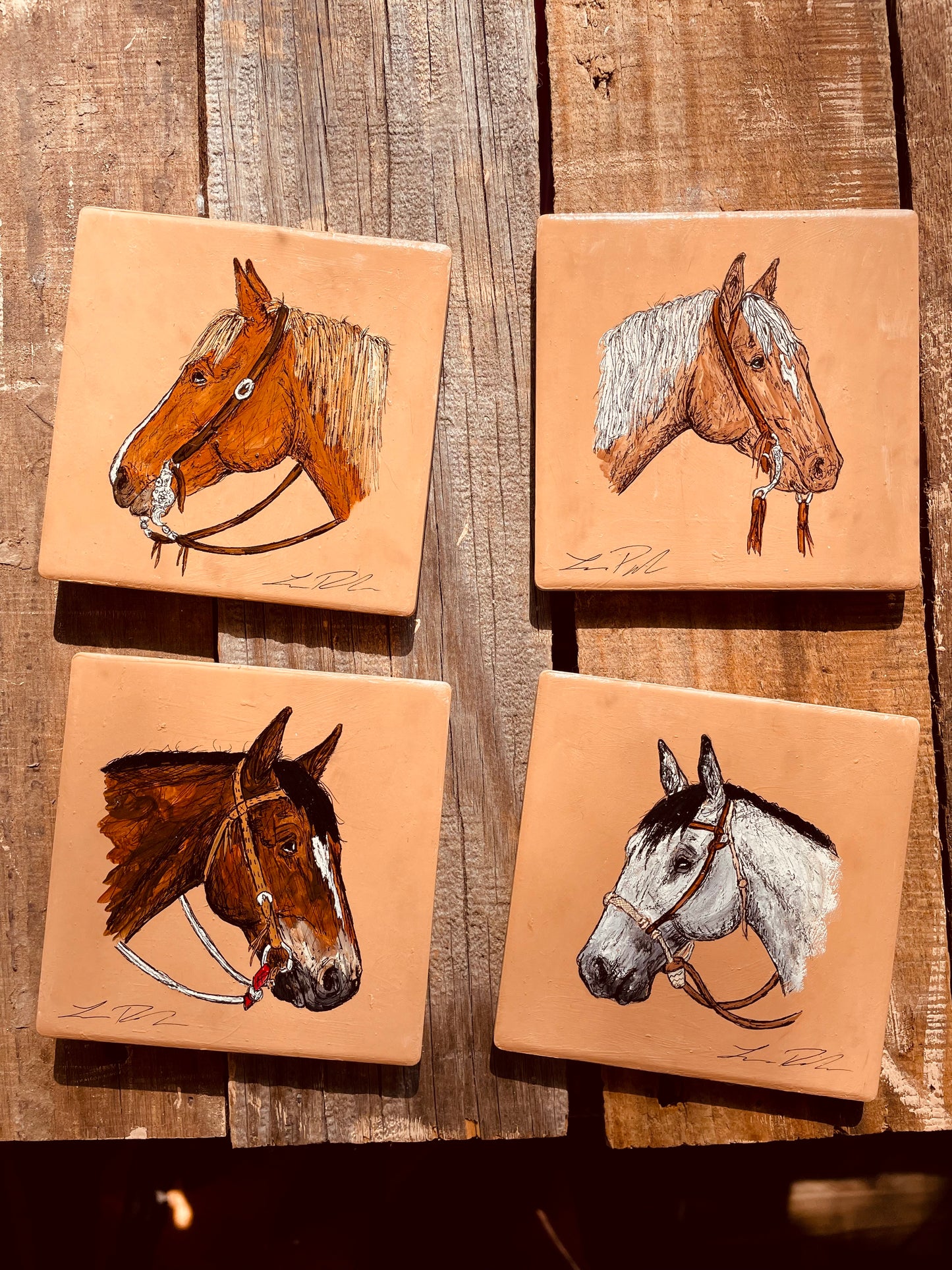 Ranch Faces Handpainted Coasters