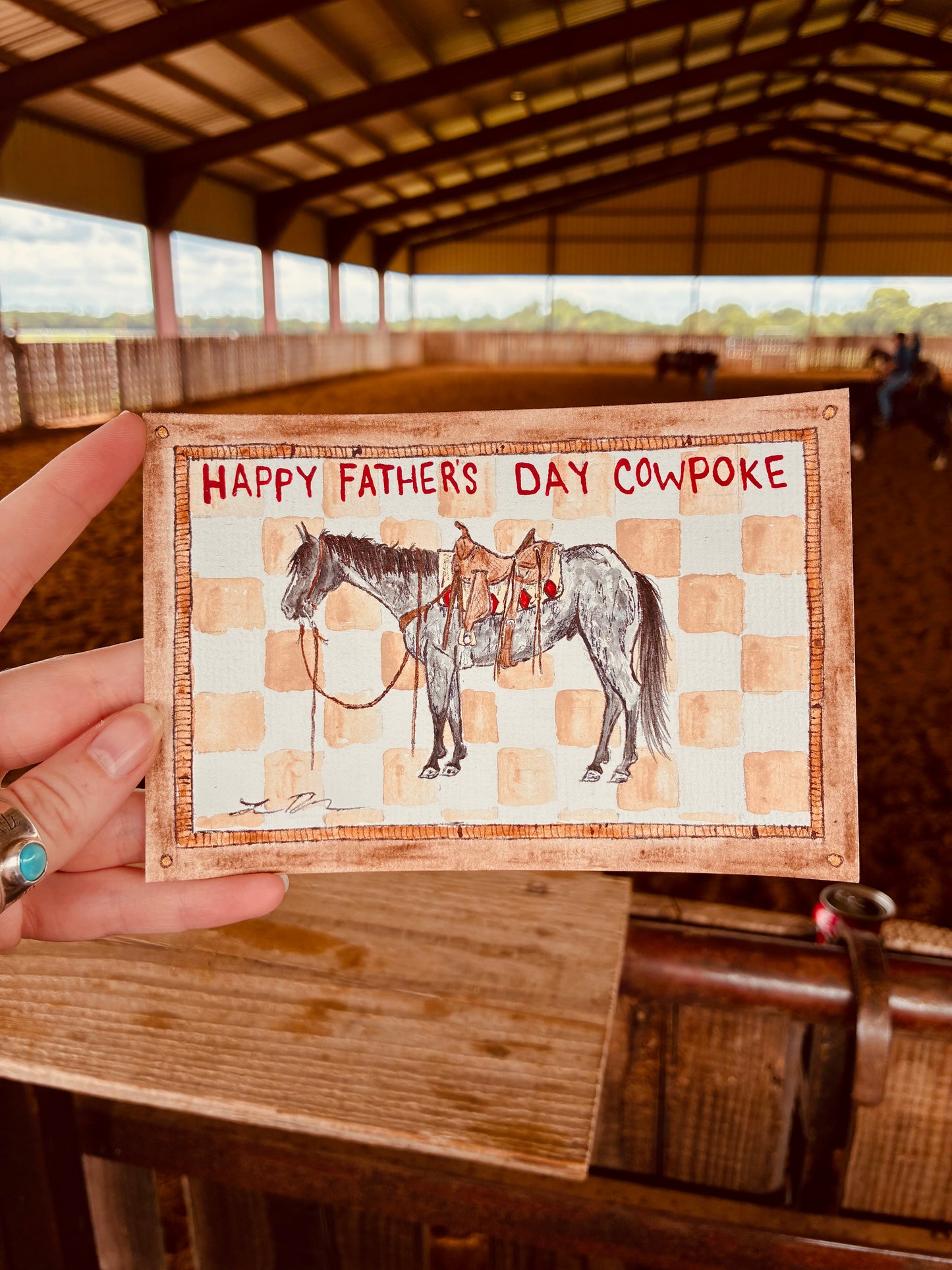 Cowpoke Dad Handpainted Fathersy Day Card