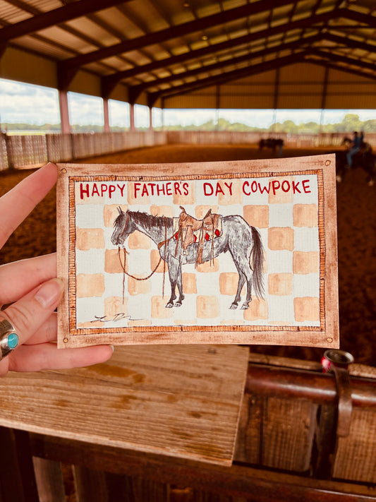 Cowpoke Dad Handpainted Fathersy Day Card