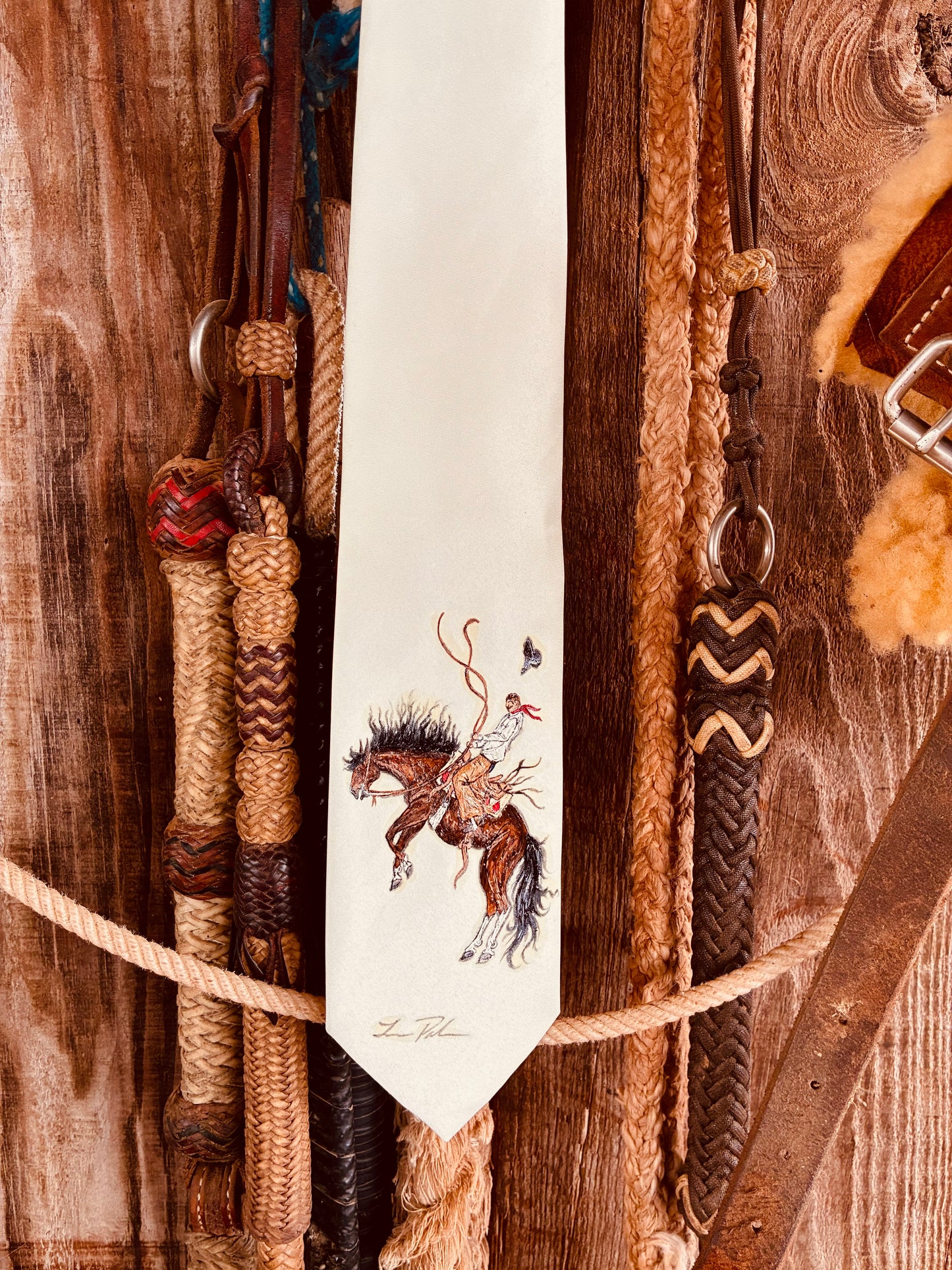 Young Gun White Handpainted Necktie