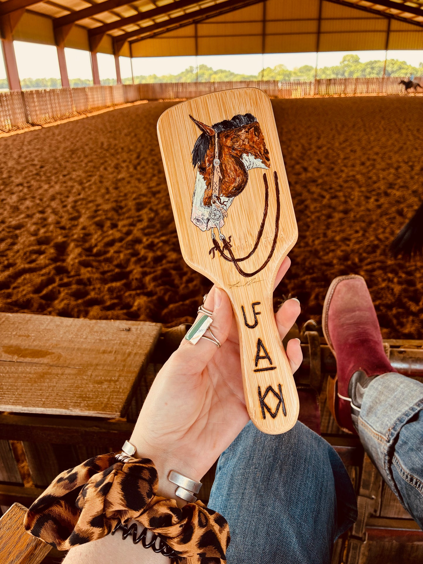 Vera Handpainted Wooden Hairbrush