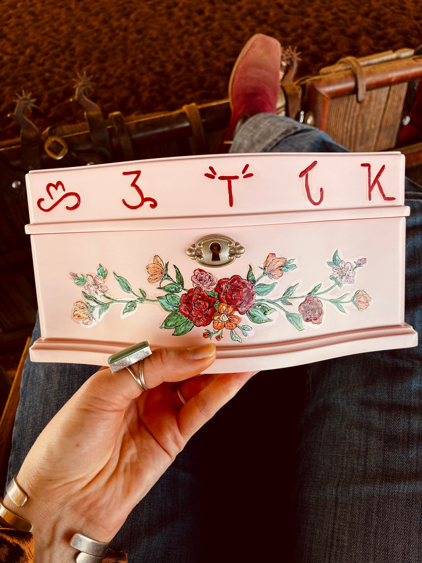 Penelope HANDPAINTED Wooden Jewelry Music Box
