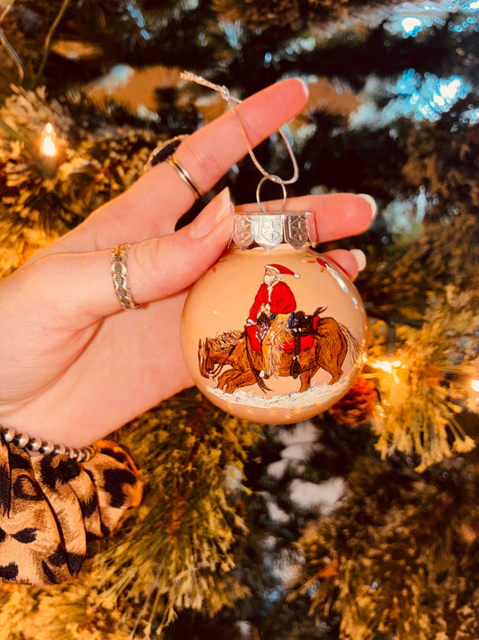 Santa Cuts Small HANDPAINTED Ornament