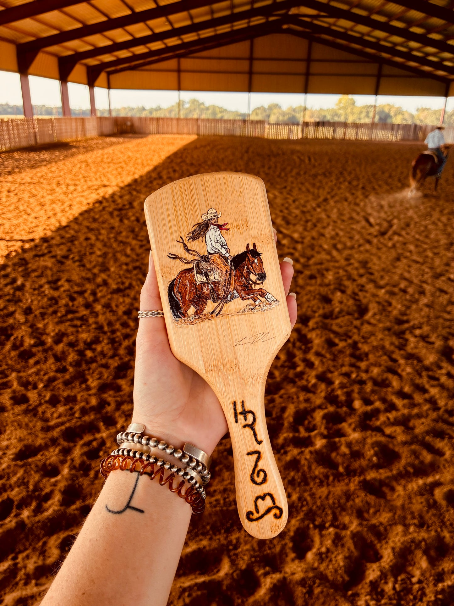 Yeeeeee Handpainted Wooden Hairbrush