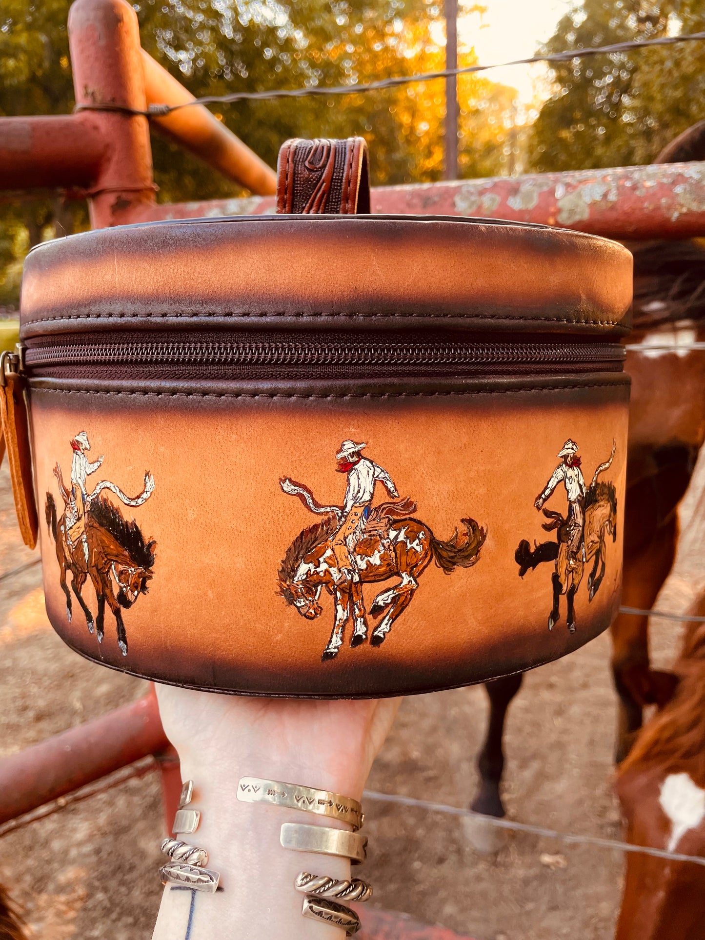 Buckaroo Handpainted Genuine Leather Jewelry Case