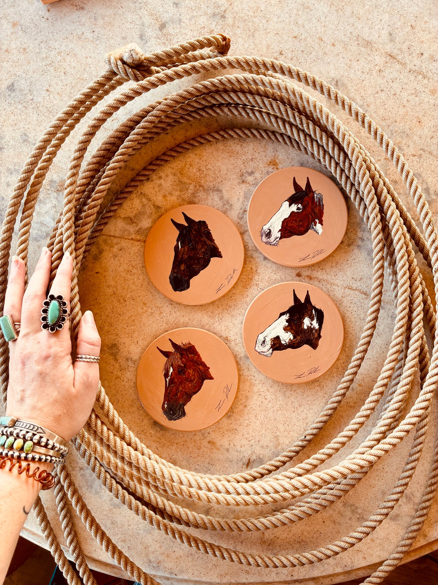 Fiona Round Handpainted Coasters