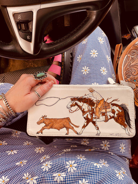 Almost Had Em Handpainted Cowhide Case
