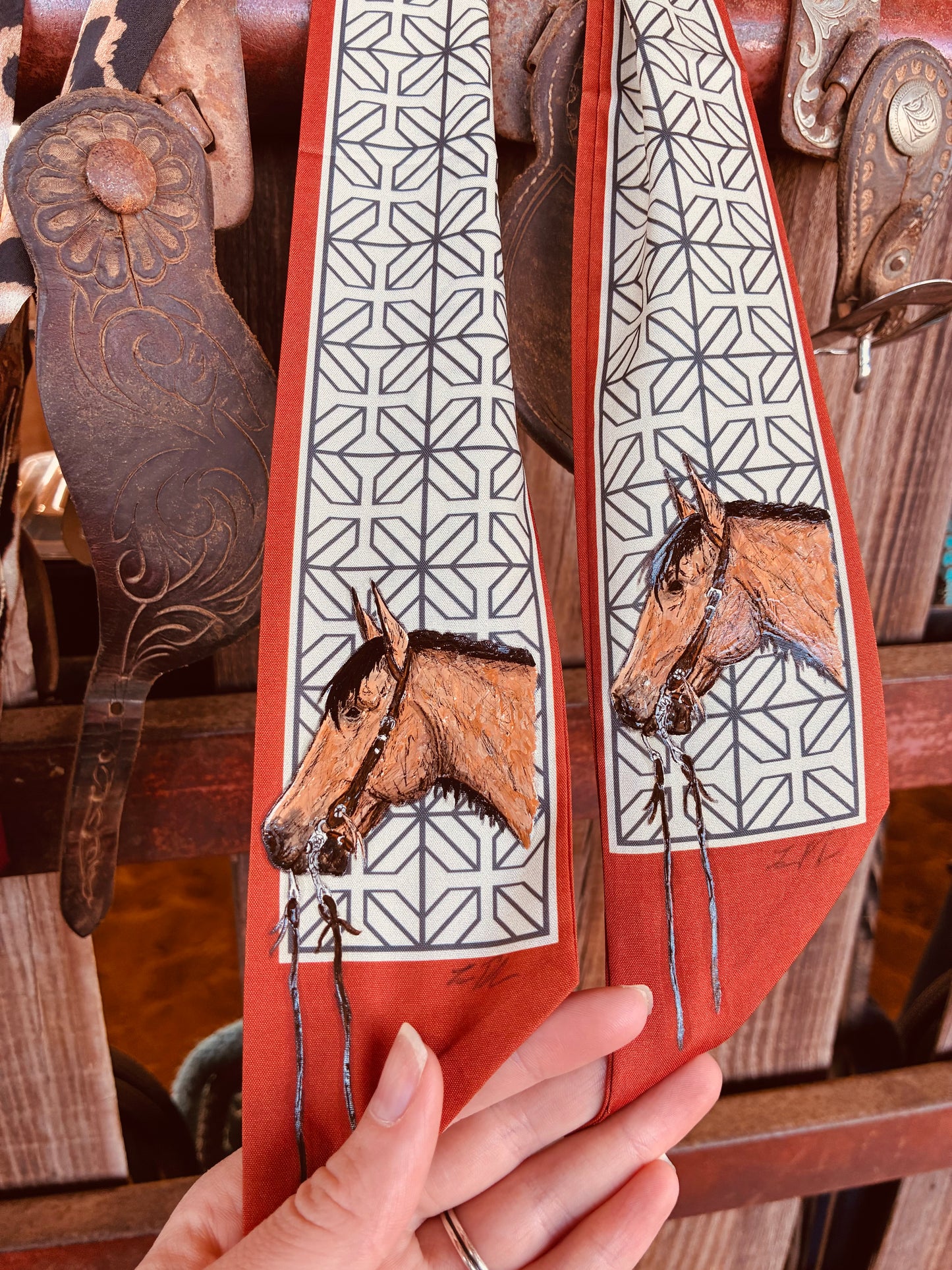 Buckskin HANDPAINTED Twilly