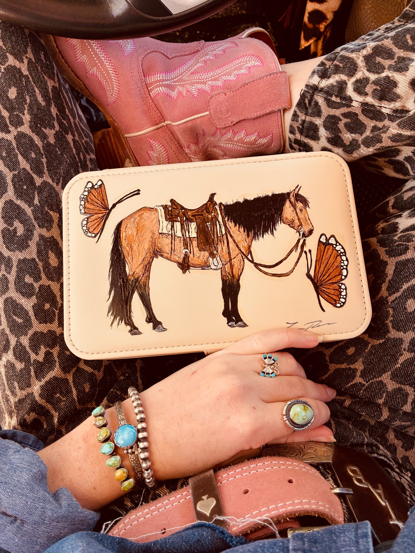 LeeAnn Cream Handpainted Large Case