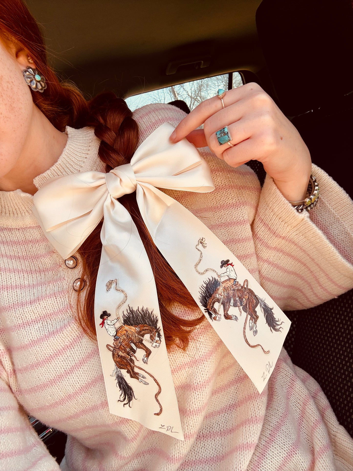 Sedona White HANDPAINTED Hairbow
