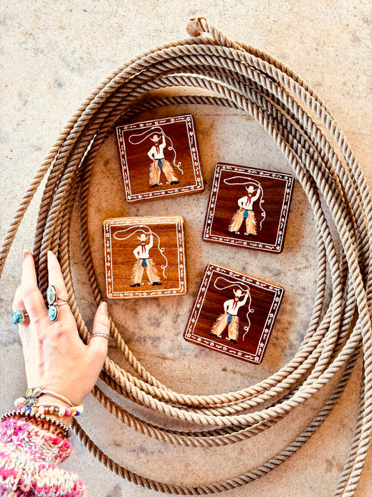 Rope Tricks Square Wooden Coasters