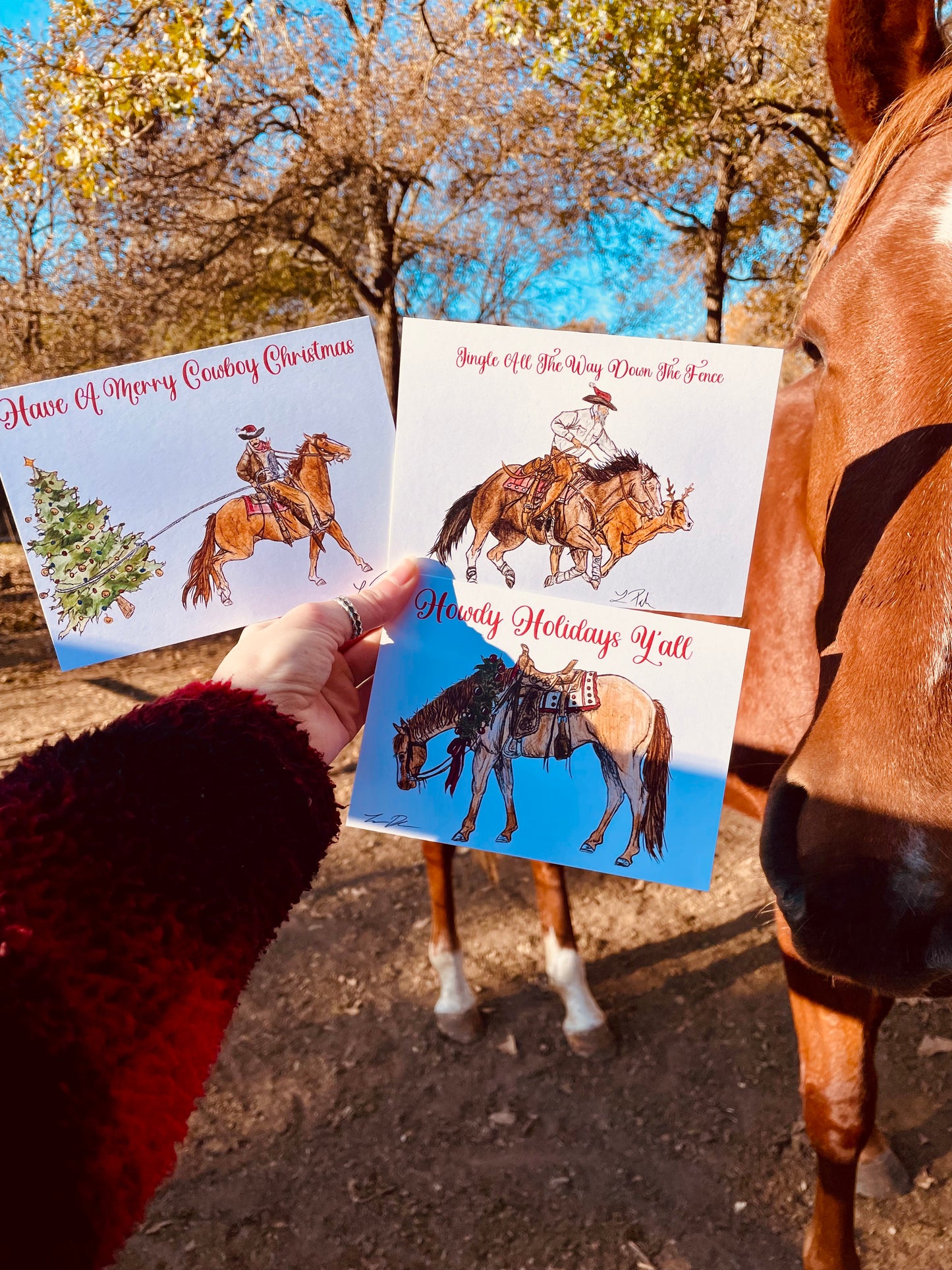 Cowboy Christmas Cards Set of 3