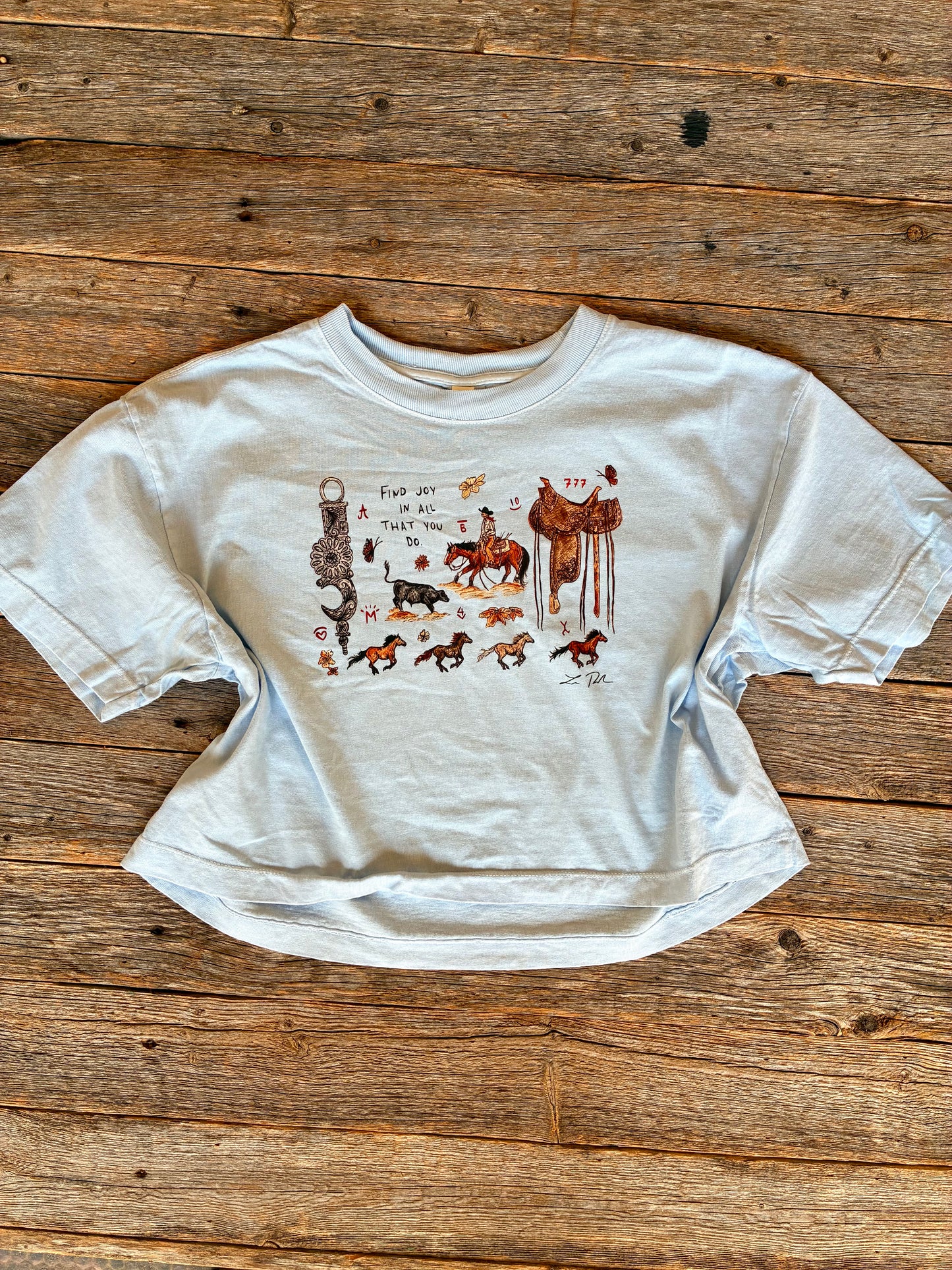 Find Joy Cotton Cropped Tee Medium