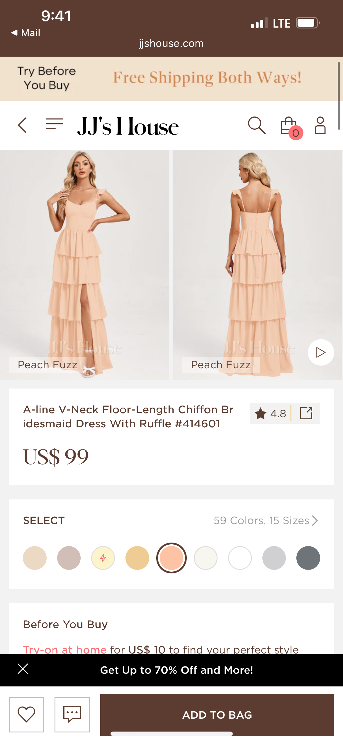 Women’s JJ House Bridesmaid Dress US 2