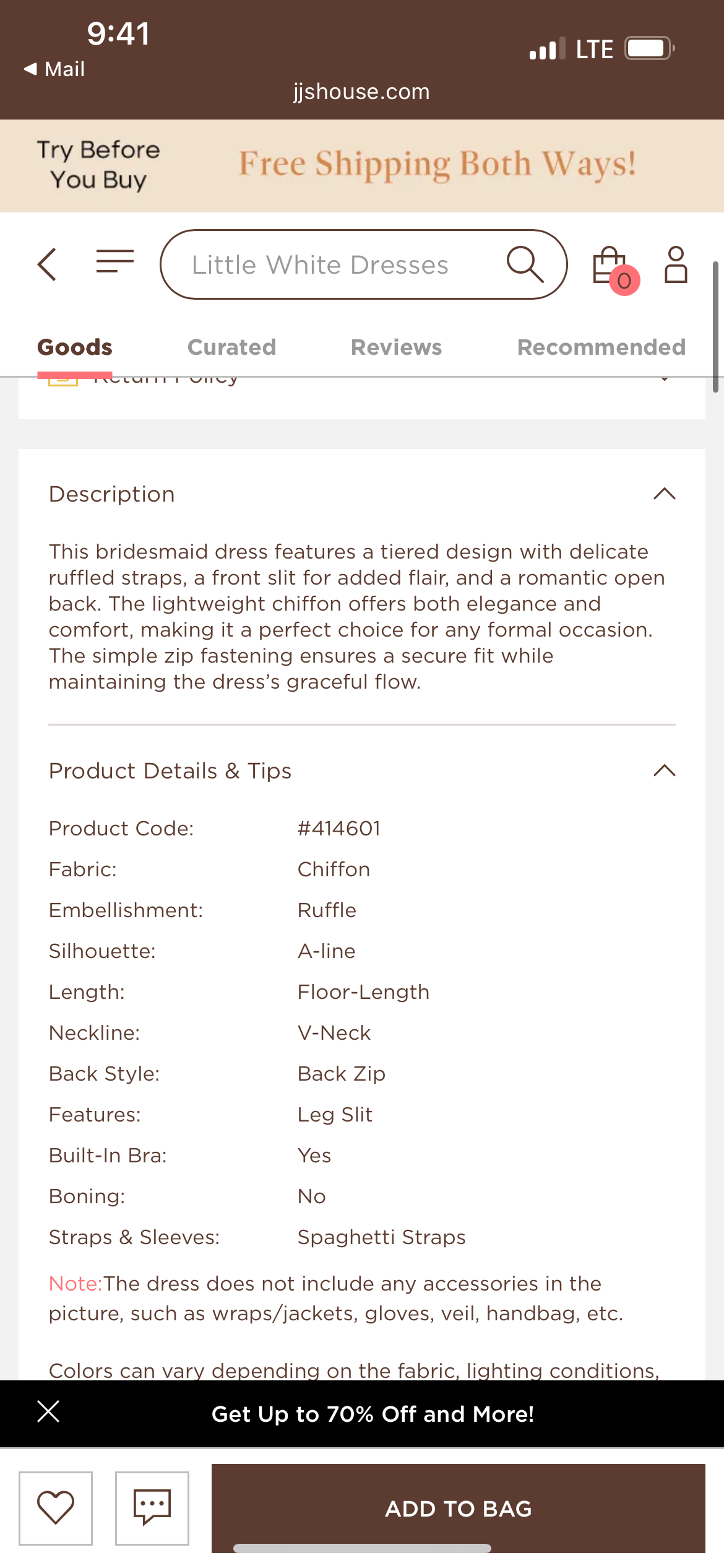 Women’s JJ House Bridesmaid Dress US 2