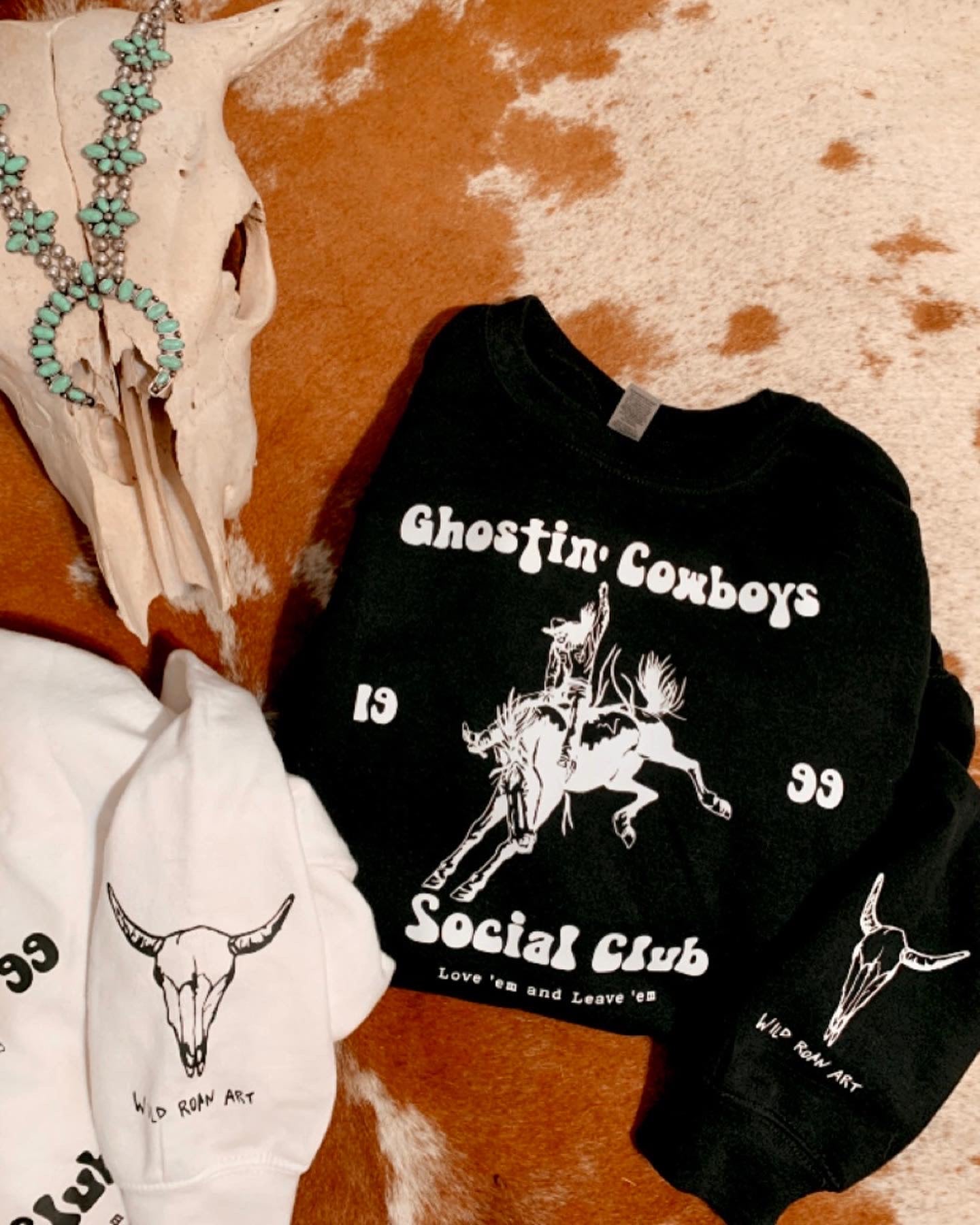 Black Ghostin’ Cowboys Crewneck