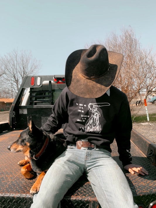 Black Large Print Love Me Crewneck