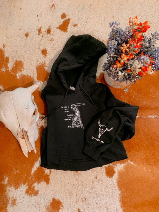 Black Small Print Love Me Hoodie